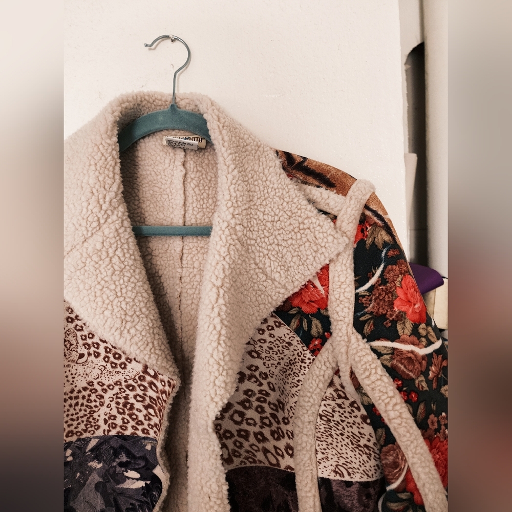 "TRAVEL SMITH" WOMEN'S GLAM BOHO SHERPA WINTER COAT - MULTI - Picture 3 of 4